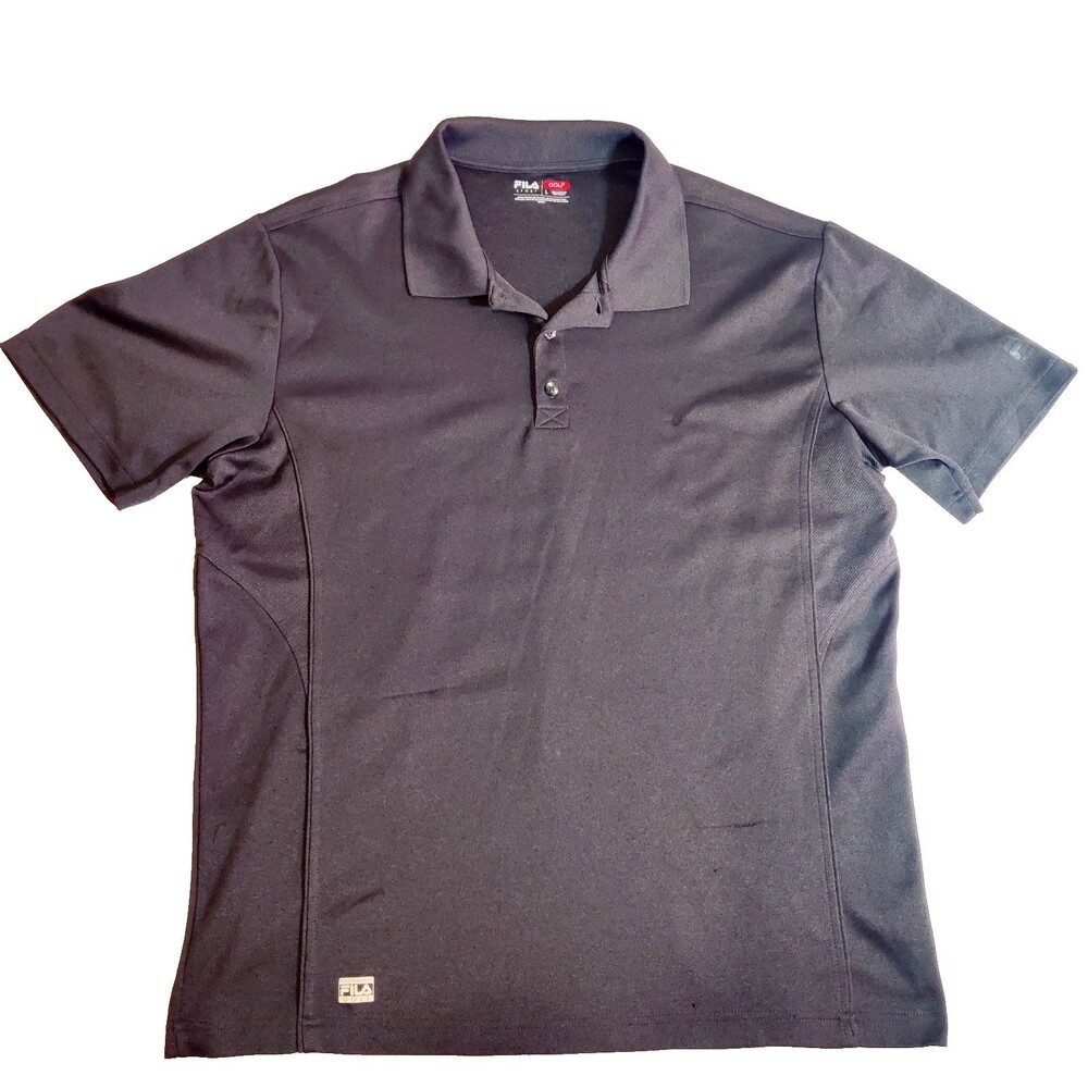 FILA Golf Polo Shirt Men's L Dark Gray Polyester Short Sleeve Athletic Casual
